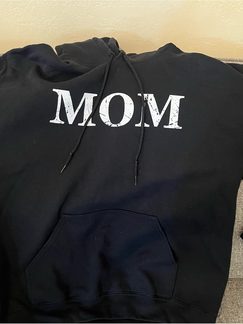 Grunt Style Black Hoodie with White 'MOM' Print